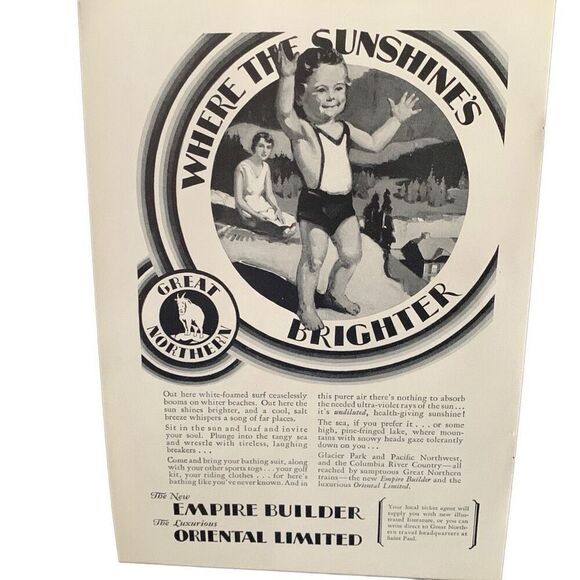 Vintage 1930 Great Northern Sunshine’s Brighter Ad Ad Advertisment - Picture 3 of 4